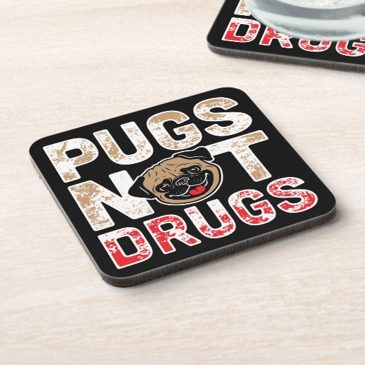 Pugs薬ではない – かわいい，おもしろいノベルティ犬の漫画 コースター (左側)