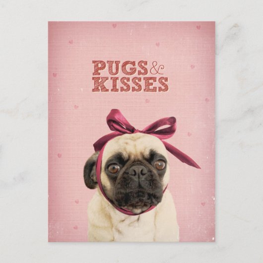 Pugs & キスby itslolathepug ポストカード (正面)