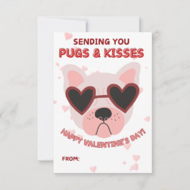 Pugs and Kisses Valentine's Day Card ノートカード