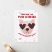 Pugs and Kisses Valentine's Day Card ノートカード (正面/裏面インサイチュ)