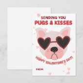 Pugs and Kisses Valentine's Day Card ノートカード (正面/裏面)