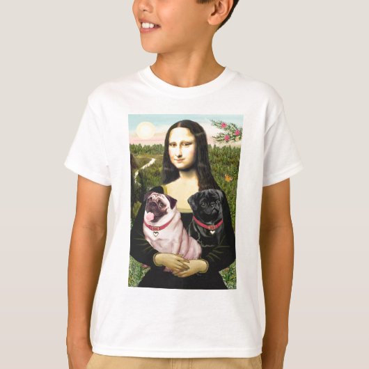 Pugs (Fawn + Blk) - Mona Lisa Tシャツ (正面)