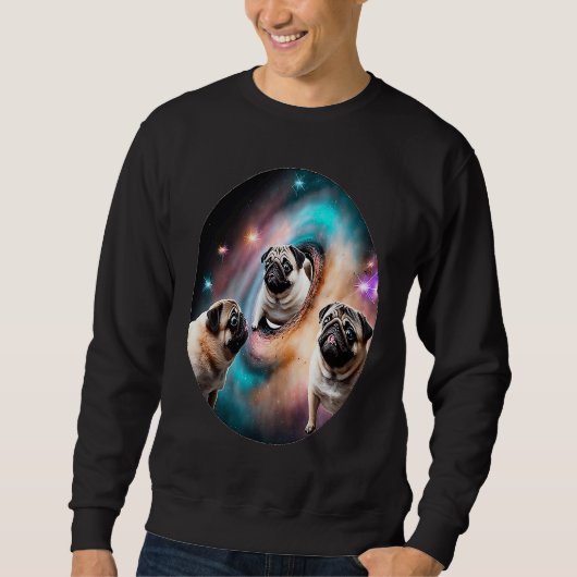 Pugs In Space With Donuts Cute Pug Boys Girls Men  スウェットシャツ (正面)