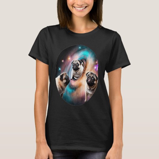 Pugs In Space With Donuts Cute Pug Boys Girls Men  Tシャツ (正面)