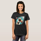 Pugs In Space With Donuts Cute Pug Boys Girls Men  Tシャツ (正面フル)