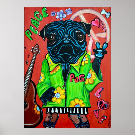 Pugs Love Peace Poster ポスター (正面)