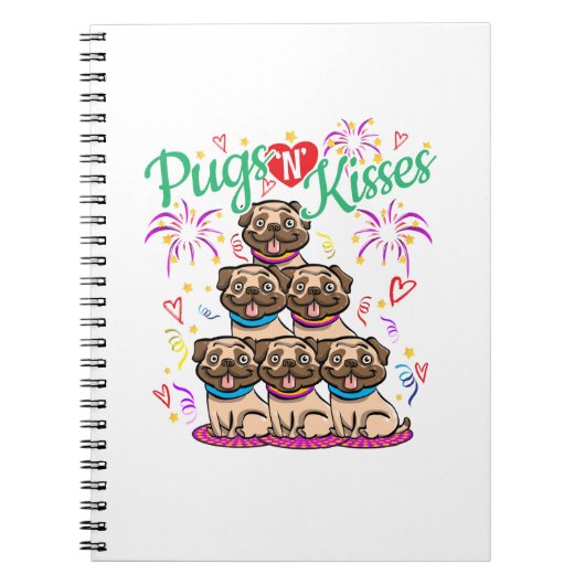 Pugs NキスPug Dog Lover ノートブック (正面)