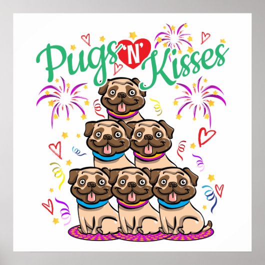 Pugs NキスPug Dog Lover ポスター (正面)