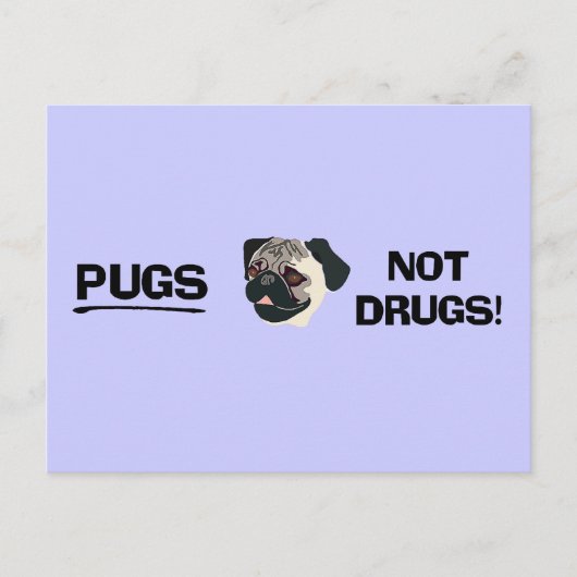 Pugs Not Drugsはがき ポストカード (正面)