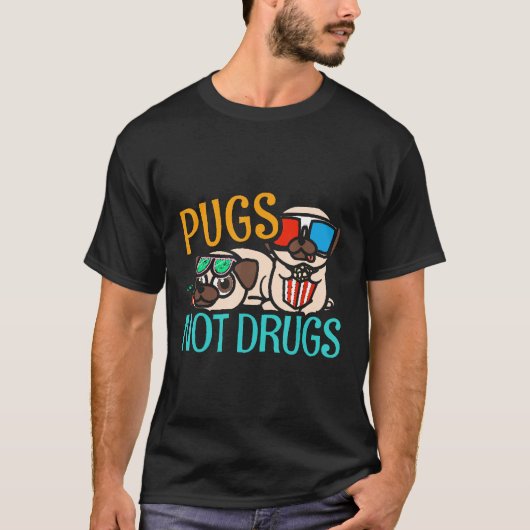 Pugs Not Drugs Mops Dogs Willgs Pug Pet Gift Hea6u Tシャツ (正面)