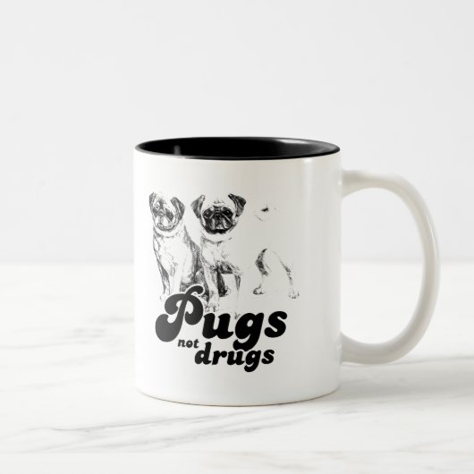 PUGS NOT DRUGS Tシャツ ツートーンマグカップ (右)