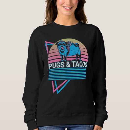 Pugs & Tacos Pugs & Tacos Retro スウェットシャツ (正面)