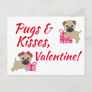 Pugs & Valentineのキスカード ポストカード