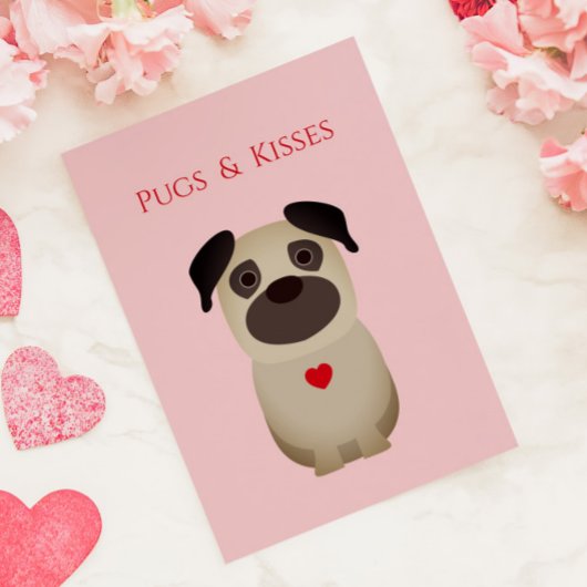 Pugs & Valentine, Pug Dog Valentine, Valentine's D ノートカード