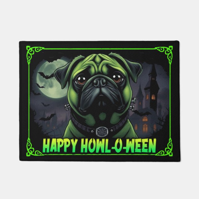 Pugstein Happy Howl-o-ween ドアマット (正面)