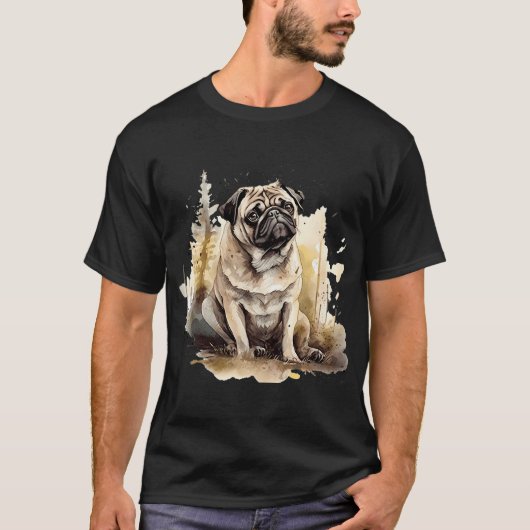 Pugtastic: Hand-Painted artistic Portrait of a Cha Tシャツ (正面)