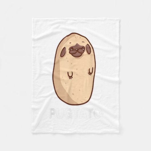 Pugtato Potato Pug Owner Dog Lover Potatoes Gift フリースブランケット (正面)