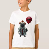 Pugwise the Clown – Funny Halloween Pug Tシャツ (正面)