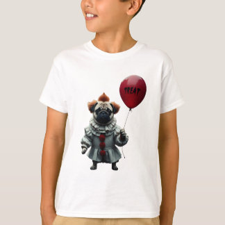 Pugwise the Clown – Funny Halloween Pug Tシャツ