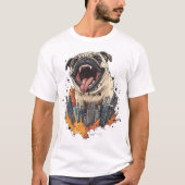 Pugzilla Attacks � Funny Monster Dog Tシャツ (正面)