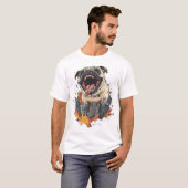 Pugzilla Attacks � Funny Monster Dog Tシャツ (正面フル)