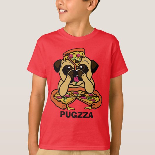 PUGZZA (おもしろいピザ)シャツとジャケット Tシャツ (正面)