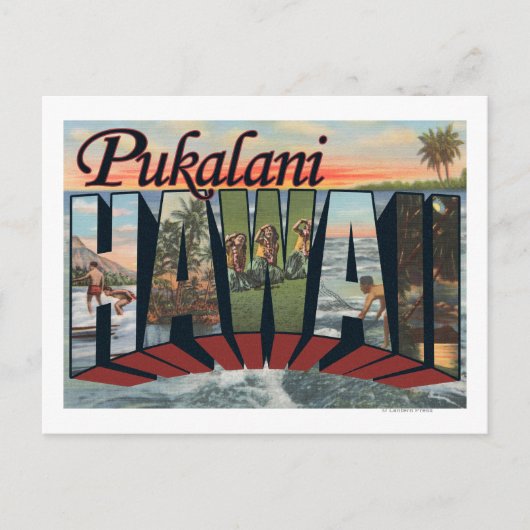 Pukalani, Hawaii – 大文字場面 ポストカード (正面)