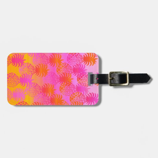 Pukanaのハワイのパイナップル日没のブレンド ラゲッジタグ (正面横)