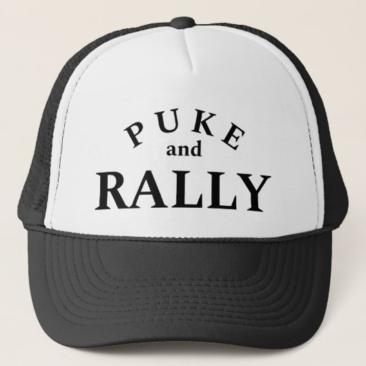 PukeとRally Trucker Hat -おもしろいと声明はっきりした キャップ (正面)