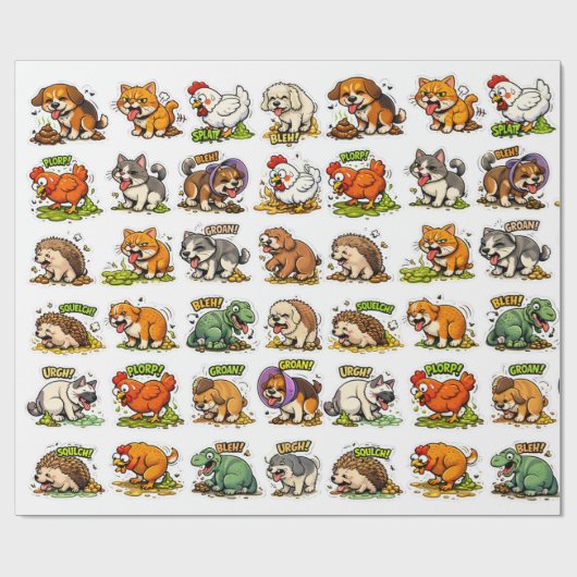 Puke & Poop Party: Animal Mayhem ラッピングペーパー (フラット)