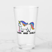Puke & Rally Rainbow Unicorn Pint Glass | Pixel タンブラーグラス (正面)