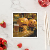 Puking Halloween Pumpkin In a Bar スタンダードカクテルナプキン (インサイチュ)