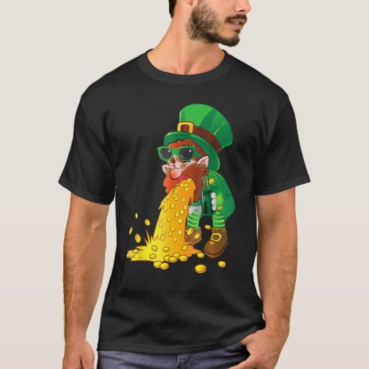Puking Leprechaun Shirt Funny St Patrick's Day Dri Tシャツ (正面)