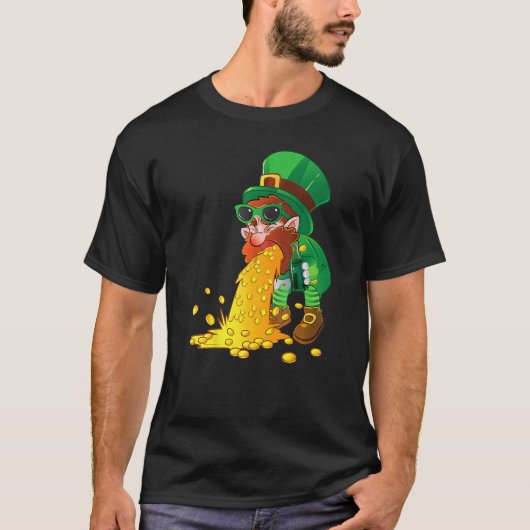 Puking Leprechaun Shirt Funny St Patrick's Day Dri Tシャツ (正面)