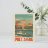 Pula Arena Vintageポスター – ローマの円形劇場の壁 ポストカード (スタンド正面)