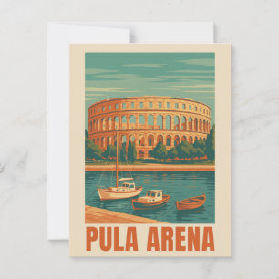 Pula Arena Vintageポスター – ローマの円形劇場の壁 ポストカード