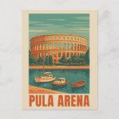 Pula Arena Vintageポスター – ローマの円形劇場の壁 ポストカード (正面)