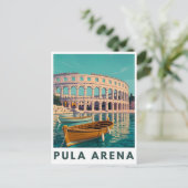 Pula Arena Vintageポスター – ローマの円形劇場の壁 ポストカード (スタンド正面)