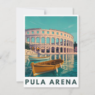 Pula Arena Vintageポスター – ローマの円形劇場の壁 ポストカード