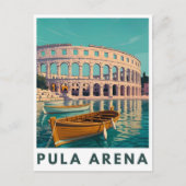 Pula Arena Vintageポスター – ローマの円形劇場の壁 ポストカード (正面)