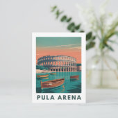 Pula Arena Vintageポスター – ローマの円形劇場の壁 ポストカード (スタンド正面)