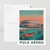 Pula Arena Vintageポスター – ローマの円形劇場の壁 ポストカード (正面/裏面)