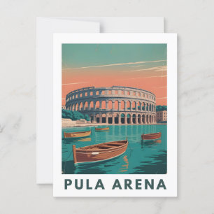 Pula Arena Vintageポスター – ローマの円形劇場の壁 ポストカード