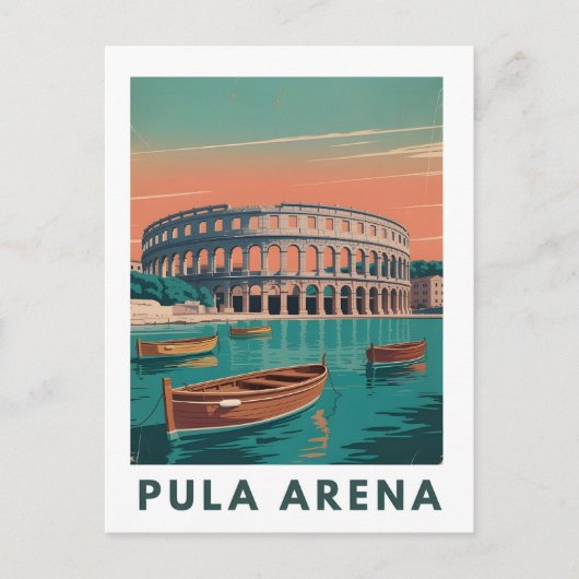 Pula Arena Vintageポスター – ローマの円形劇場の壁 ポストカード (正面)