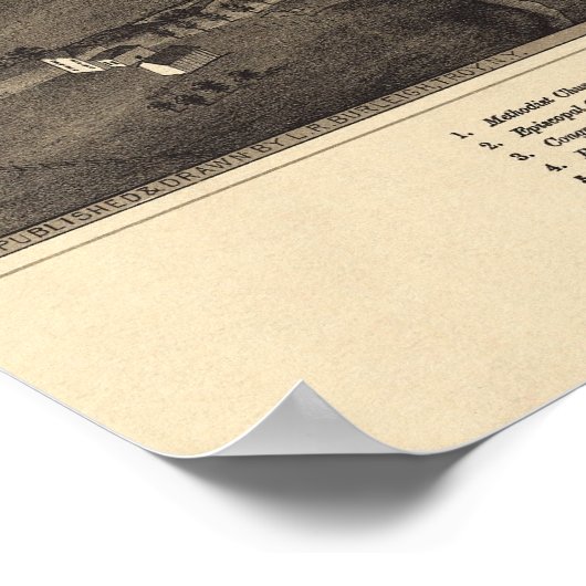 Pulaski, New York Bird's eye view 1885 Poster ポスター (角)