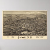 Pulaski, New York Bird's eye view 1885 Poster ポスター (正面)