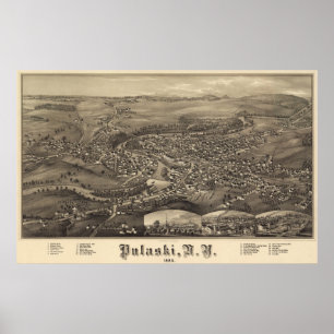 Pulaski, New York Bird's eye view 1885 Poster ポスター