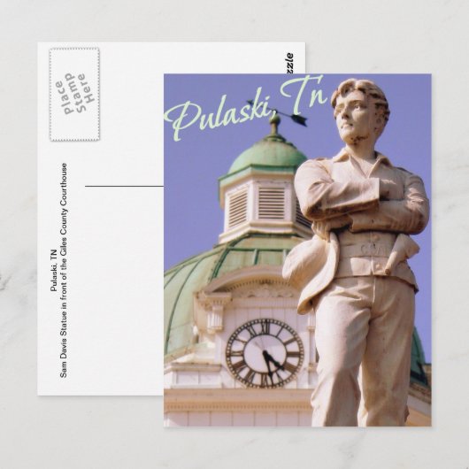 Pulaski, TN Sam Davis像はがき ポストカード (正面/裏面)