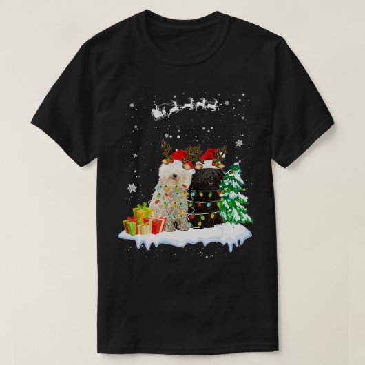 Puliトナカイクリスマスライトクリスマスオーナメントクリスマス Tシャツ (デザイン正面)