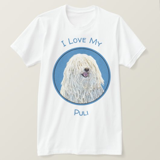 Puli 絵画's – かわいいオリジナルドッグアート tシャツ (デザイン正面)